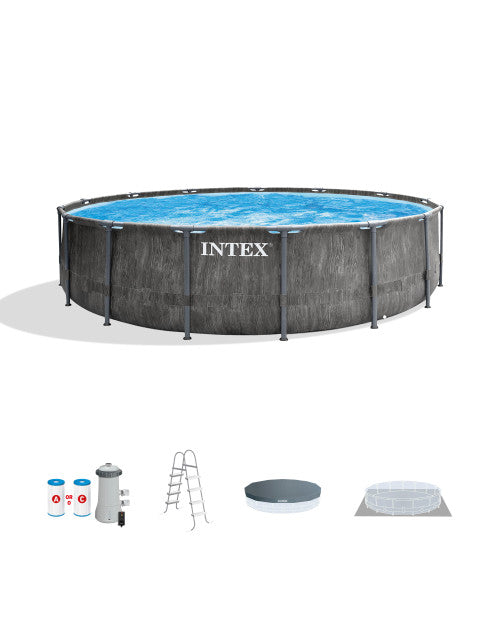 مسبح Intex Prism Frame 15′ × 48″ – تجربة سباحة فاخرة في حديقة منزلك! 🌊