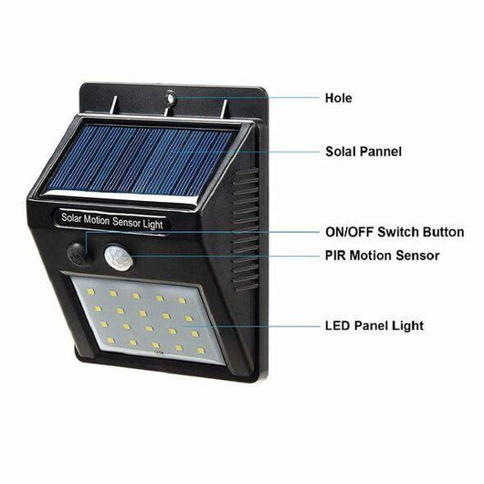 مصباح LED بالطاقة الشمسية مع حساس حركة - TéléXpress